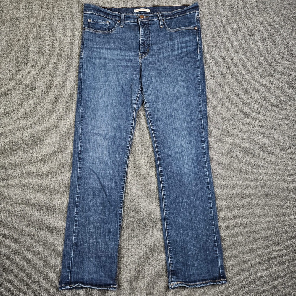 Levis 314 Shaping Straight Jeans Womens 32 Dark Wash Blue Denim Stretch Mid Rise